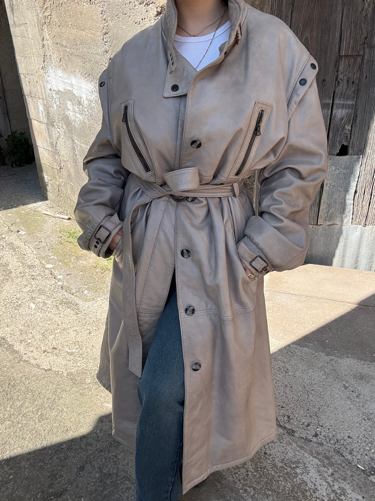 Trench Pelle Grigio